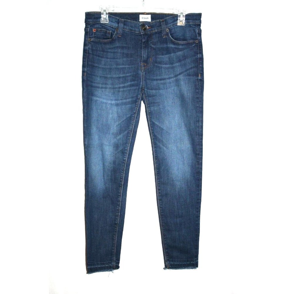 Hudson Jeans Krista Skinny Ankle Frayed Hem Blue Denim Size 29 ( 30X27 Actual)